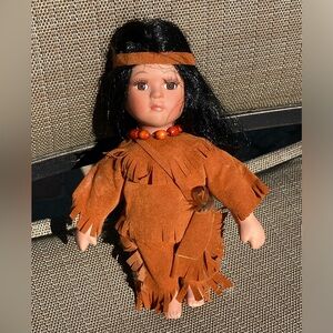 Native American Porcelain 8 inch doll Collectible Vintage Perfect Condition